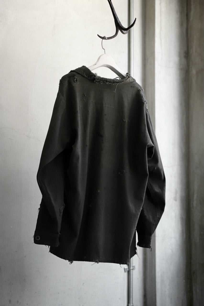 画像をギャラリービューアに読み込む, RESURRECTION HANDMADE distressed army shirt (DYEING KHAKI)