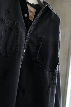 Load image into Gallery viewer, RESURRECTION HANDMADE vintage damage denim shirt (BLACK DYED)