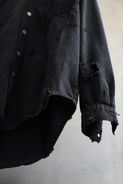 Load image into Gallery viewer, RESURRECTION HANDMADE vintage damage denim shirt (BLACK DYED)