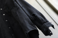 Load image into Gallery viewer, RESURRECTION HANDMADE vintage damage denim shirt (BLACK DYED)