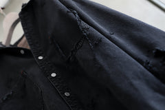 Load image into Gallery viewer, RESURRECTION HANDMADE vintage damage denim shirt (BLACK DYED)