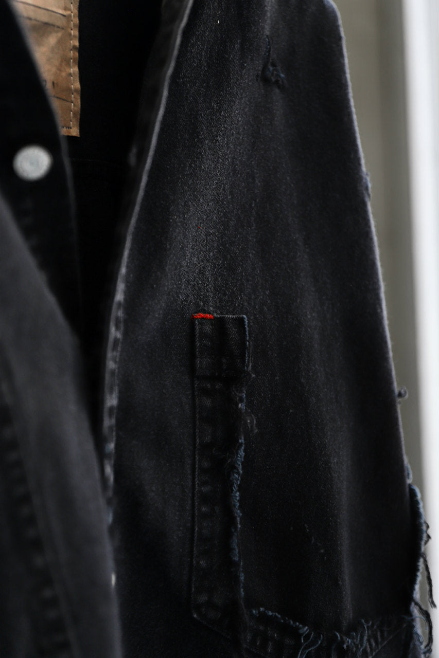 Load image into Gallery viewer, RESURRECTION HANDMADE vintage damage denim shirt (BLACK DYED)