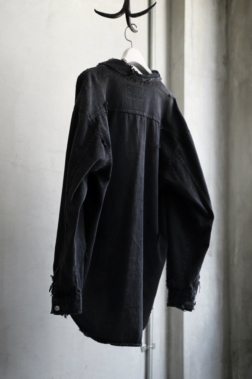 Load image into Gallery viewer, RESURRECTION HANDMADE vintage damage denim shirt (BLACK DYED)