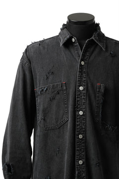 Load image into Gallery viewer, RESURRECTION HANDMADE vintage damage denim shirt (BLACK DYED)