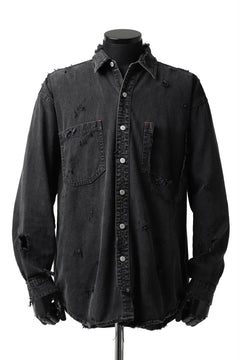 Load image into Gallery viewer, RESURRECTION HANDMADE vintage damage denim shirt (BLACK DYED)