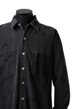 Load image into Gallery viewer, RESURRECTION HANDMADE vintage damage denim shirt (BLACK DYED)