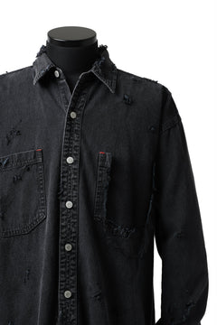 Load image into Gallery viewer, RESURRECTION HANDMADE vintage damage denim shirt (BLACK DYED)
