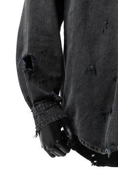 Load image into Gallery viewer, RESURRECTION HANDMADE vintage damage denim shirt (BLACK DYED)