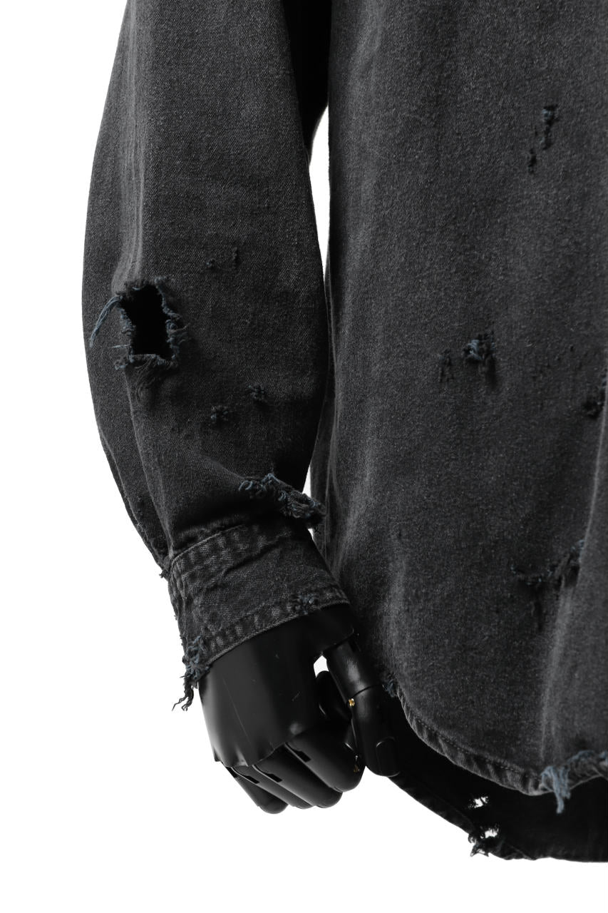 Load image into Gallery viewer, RESURRECTION HANDMADE vintage damage denim shirt (BLACK DYED)