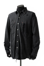 Load image into Gallery viewer, RESURRECTION HANDMADE vintage damage denim shirt (BLACK DYED)