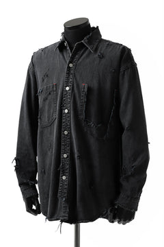 Load image into Gallery viewer, RESURRECTION HANDMADE vintage damage denim shirt (BLACK DYED)
