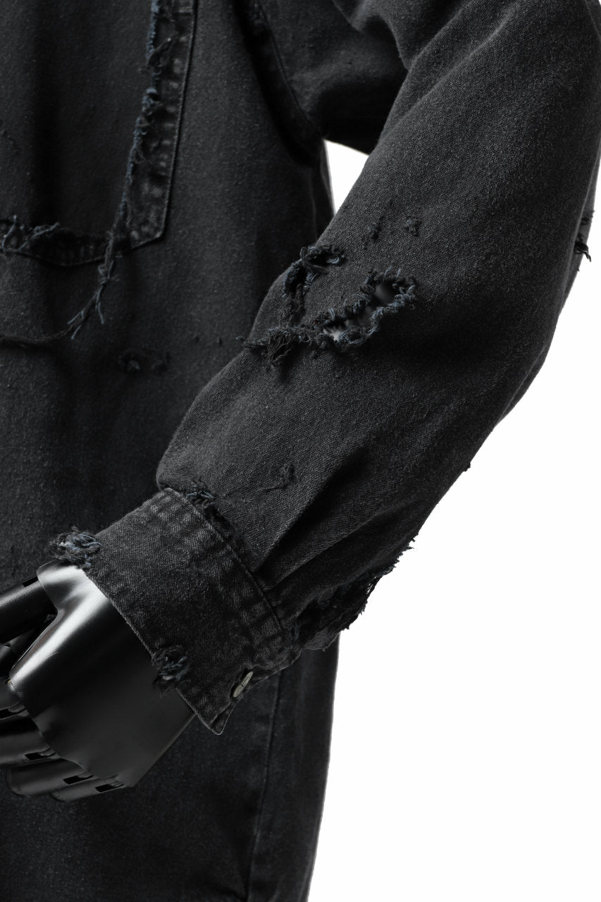 Load image into Gallery viewer, RESURRECTION HANDMADE vintage damage denim shirt (BLACK DYED)