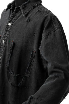 Load image into Gallery viewer, RESURRECTION HANDMADE vintage damage denim shirt (BLACK DYED)