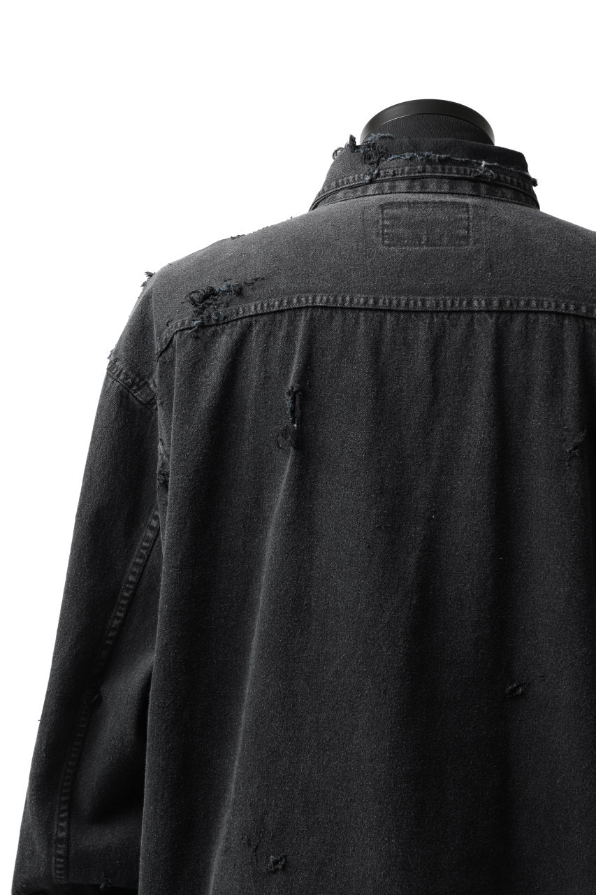 Load image into Gallery viewer, RESURRECTION HANDMADE vintage damage denim shirt (BLACK DYED)