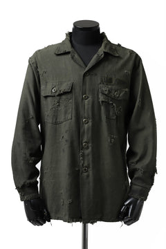 画像をギャラリービューアに読み込む, RESURRECTION HANDMADE distressed army shirt (DYEING KHAKI)