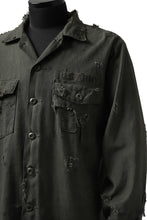 画像をギャラリービューアに読み込む, RESURRECTION HANDMADE distressed army shirt (DYEING KHAKI)