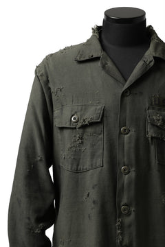画像をギャラリービューアに読み込む, RESURRECTION HANDMADE distressed army shirt (DYEING KHAKI)