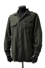 画像をギャラリービューアに読み込む, RESURRECTION HANDMADE distressed army shirt (DYEING KHAKI)