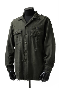 画像をギャラリービューアに読み込む, RESURRECTION HANDMADE distressed army shirt (DYEING KHAKI)
