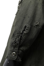 画像をギャラリービューアに読み込む, RESURRECTION HANDMADE distressed army shirt (DYEING KHAKI)