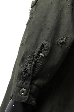 画像をギャラリービューアに読み込む, RESURRECTION HANDMADE distressed army shirt (DYEING KHAKI)