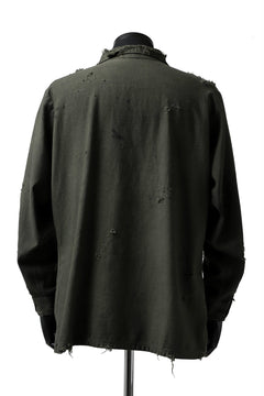 画像をギャラリービューアに読み込む, RESURRECTION HANDMADE distressed army shirt (DYEING KHAKI)