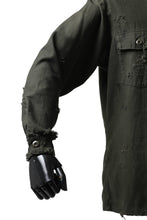 画像をギャラリービューアに読み込む, RESURRECTION HANDMADE distressed army shirt (DYEING KHAKI)