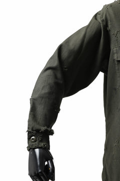 画像をギャラリービューアに読み込む, RESURRECTION HANDMADE distressed army shirt (DYEING KHAKI)