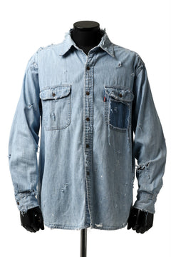 Load image into Gallery viewer, RESURRECTION HANDMADE vintage damage denim shirt (LIGHT BLUE)