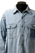 Load image into Gallery viewer, RESURRECTION HANDMADE vintage damage denim shirt (LIGHT BLUE)