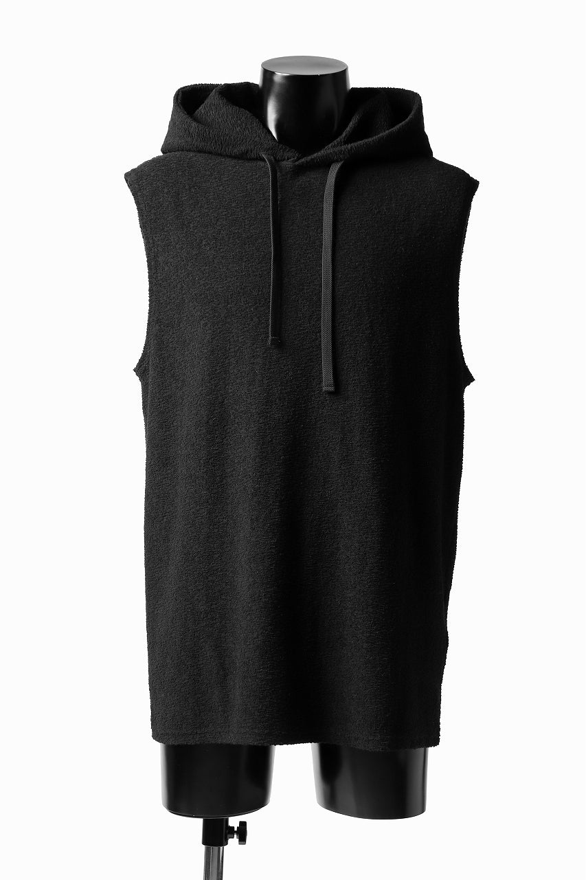 画像をギャラリービューアに読み込む, ISAMU KATAYAMA BACKLASH SLEEVELESS HOODIE CUT & SEWN / RANDOM PILE FABRIC (BLACK)