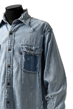 Load image into Gallery viewer, RESURRECTION HANDMADE vintage damage denim shirt (LIGHT BLUE)