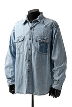 Load image into Gallery viewer, RESURRECTION HANDMADE vintage damage denim shirt (LIGHT BLUE)