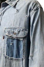 Load image into Gallery viewer, RESURRECTION HANDMADE vintage damage denim shirt (LIGHT BLUE)