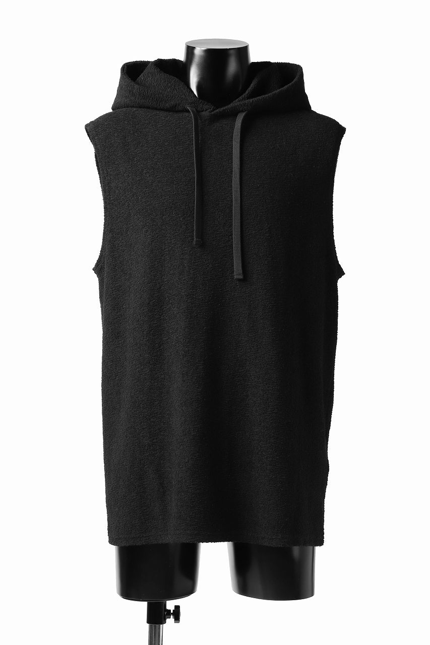 画像をギャラリービューアに読み込む, ISAMU KATAYAMA BACKLASH SLEEVELESS HOODIE CUT & SEWN / RANDOM PILE FABRIC (BLACK)