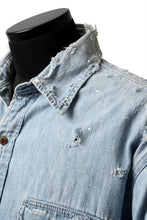 Load image into Gallery viewer, RESURRECTION HANDMADE vintage damage denim shirt (LIGHT BLUE)