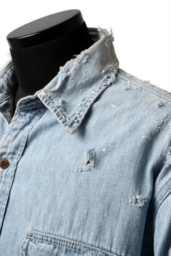 Load image into Gallery viewer, RESURRECTION HANDMADE vintage damage denim shirt (LIGHT BLUE)
