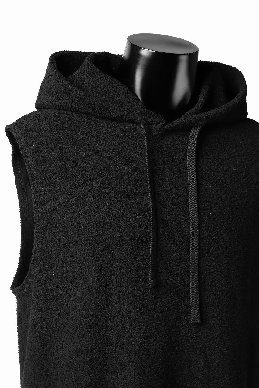 画像をギャラリービューアに読み込む, ISAMU KATAYAMA BACKLASH SLEEVELESS HOODIE CUT & SEWN / RANDOM PILE FABRIC (BLACK)