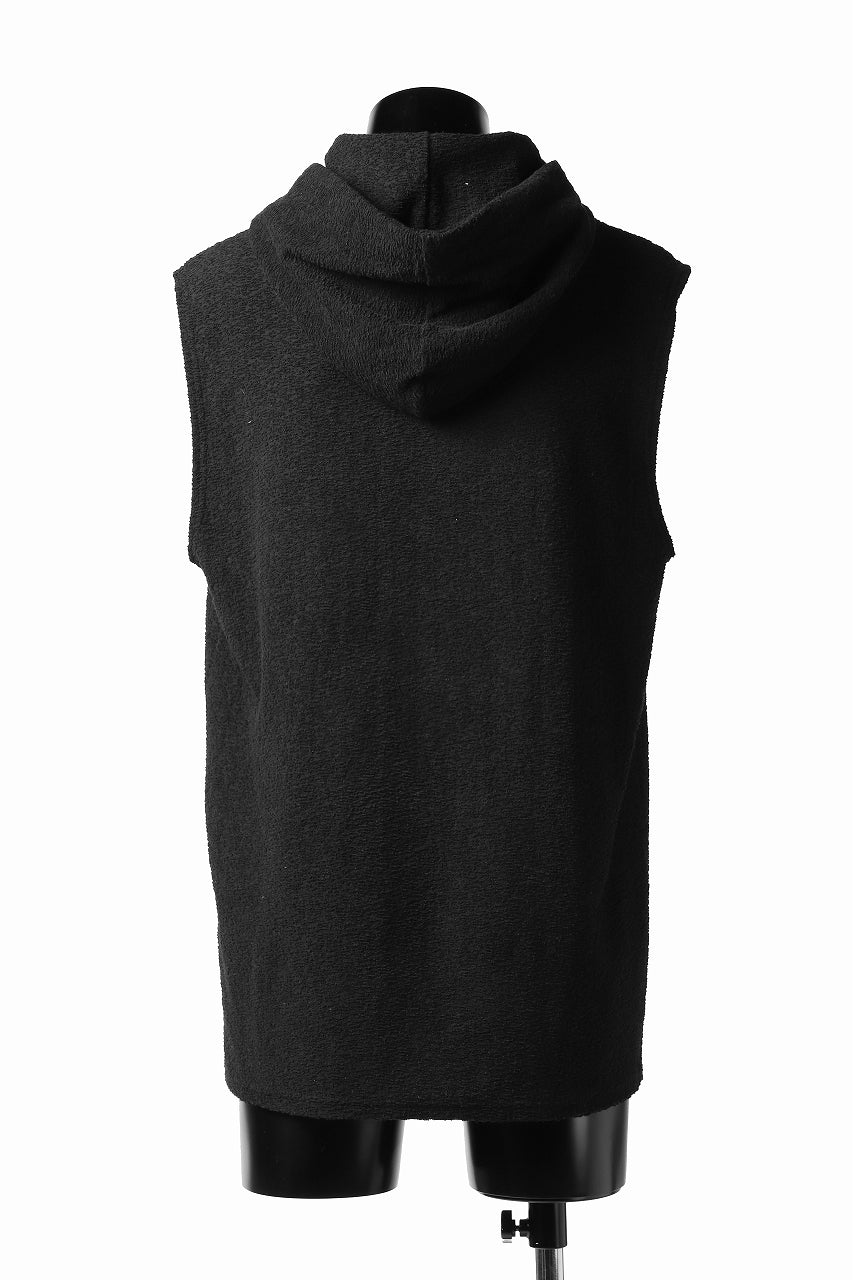 画像をギャラリービューアに読み込む, ISAMU KATAYAMA BACKLASH SLEEVELESS HOODIE CUT & SEWN / RANDOM PILE FABRIC (BLACK)