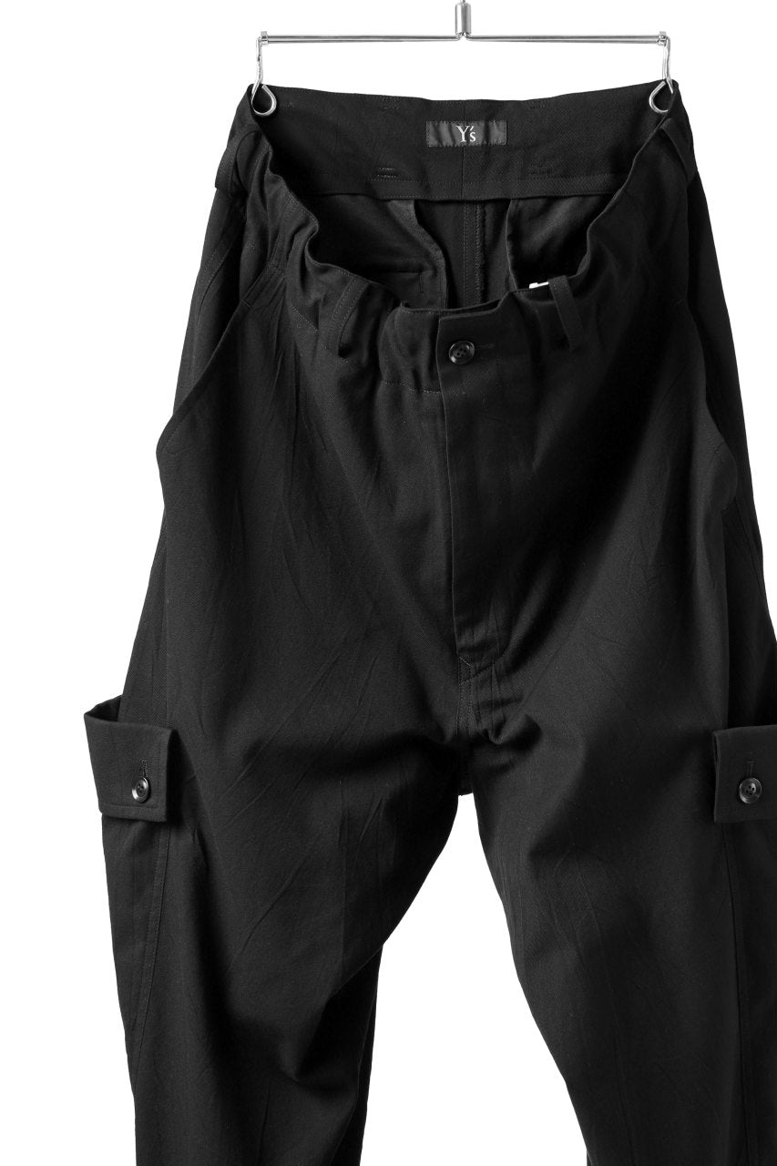 画像をギャラリービューアに読み込む, Y's SIDE FLAP POCKET PANTS / MIXED TWILL (BLACK)