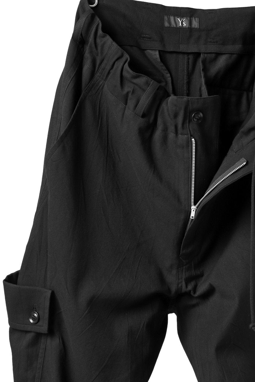 画像をギャラリービューアに読み込む, Y's SIDE FLAP POCKET PANTS / MIXED TWILL (BLACK)