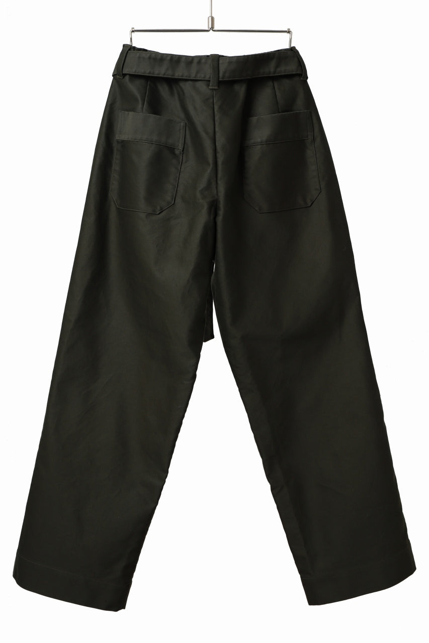 Load image into Gallery viewer, CAPERTICA 2 TUCK WIDE PANTS / GIZA COTTON MOLESKIN (OLIVE DRAB)
