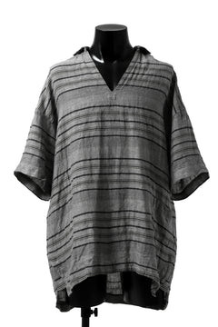 画像をギャラリービューアに読み込む, _vital half collar tunica tops / random border linen (GREY)