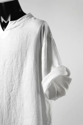 画像をギャラリービューアに読み込む, COLINA KEY NECK PULLOVER SHIRT / HERRINGBONE LINEN (WHITE)