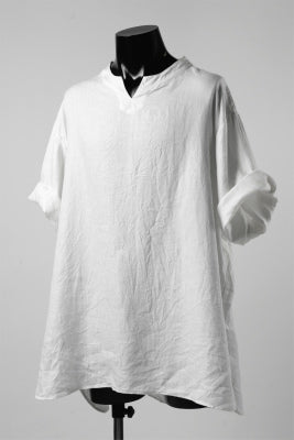 画像をギャラリービューアに読み込む, COLINA KEY NECK PULLOVER SHIRT / HERRINGBONE LINEN (WHITE)
