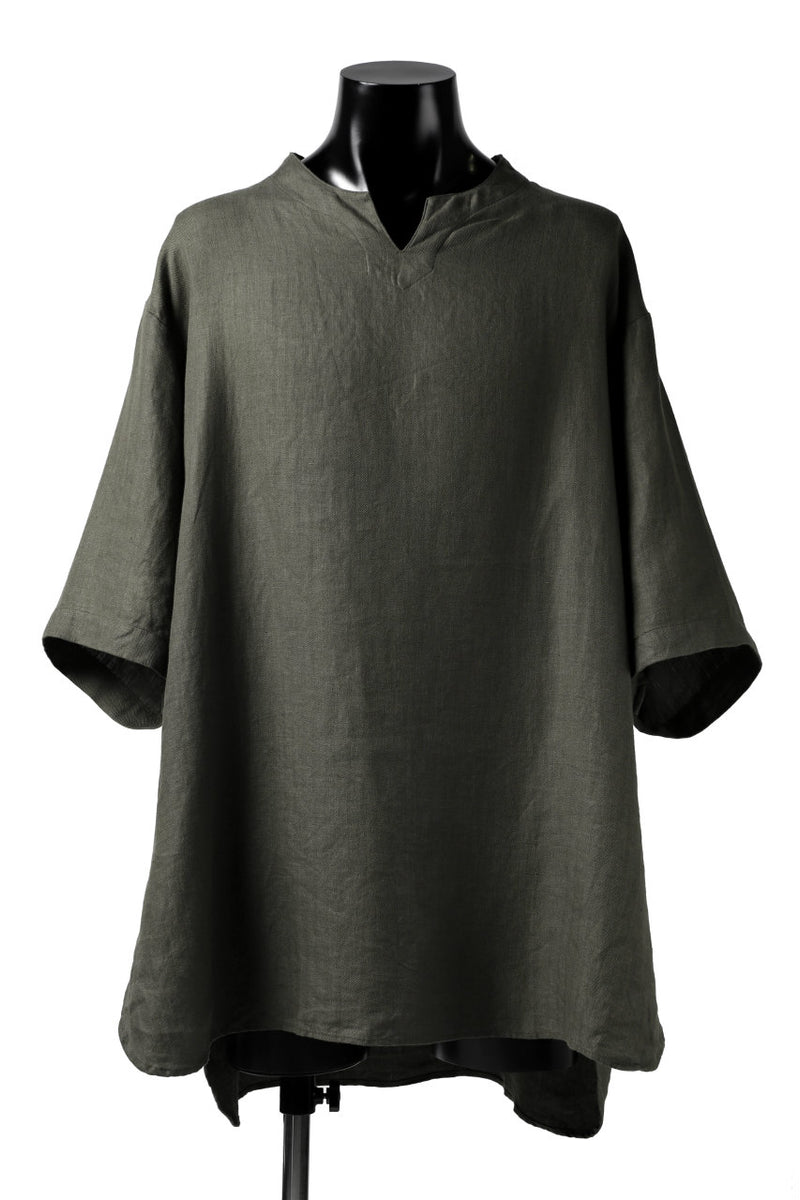 COLINA KEY NECK PULLOVER SHIRT (OLIVE) - Tシャツ