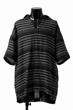 画像をギャラリービューアに読み込む, _vital half collar tunica tops / random border linen (BLACK)