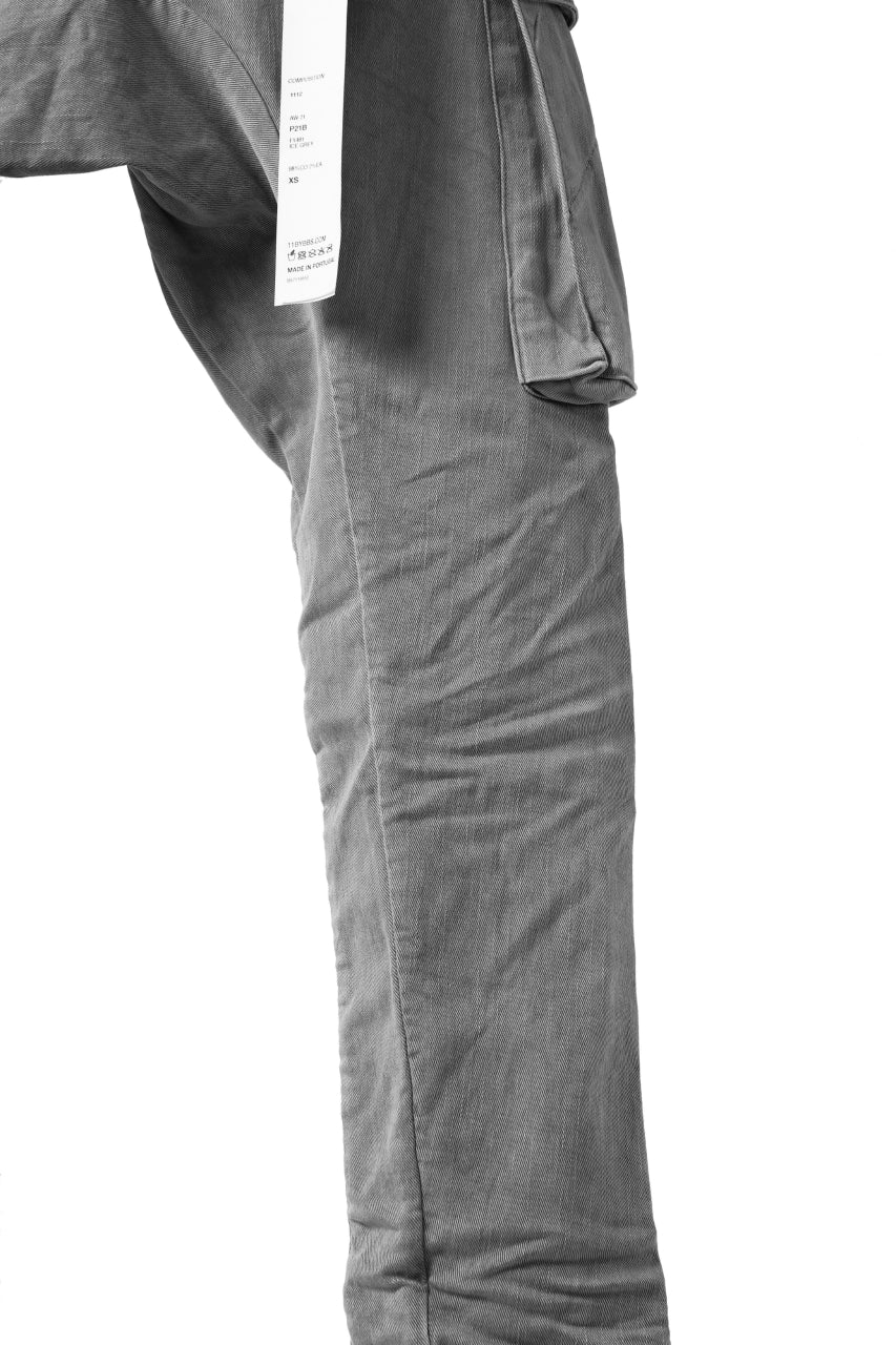画像をギャラリービューアに読み込む, 11 BY BORIS BIDJAN SABERI CARGO POCKET PANT / STRETCH DENIM "P21B-F-1481" (ICE GREY)