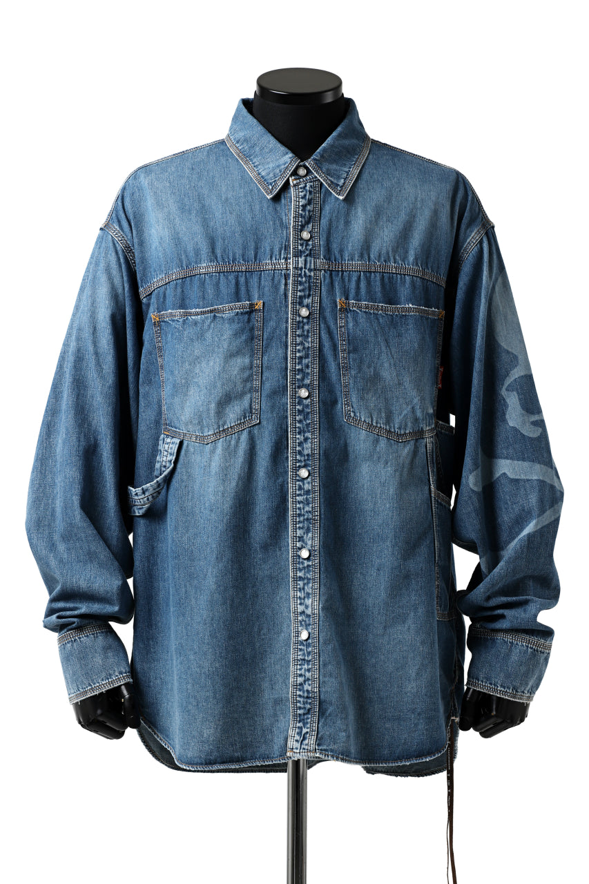 Load image into Gallery viewer, mastermind JAPAN WORK SHIRT / LIGHT OZ DENIM (INDIGO)