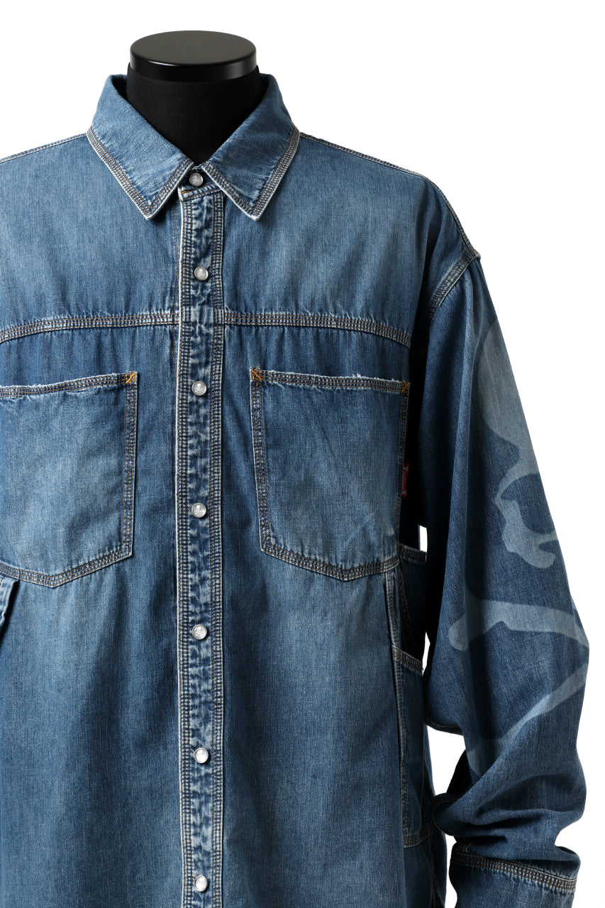 Load image into Gallery viewer, mastermind JAPAN WORK SHIRT / LIGHT OZ DENIM (INDIGO)